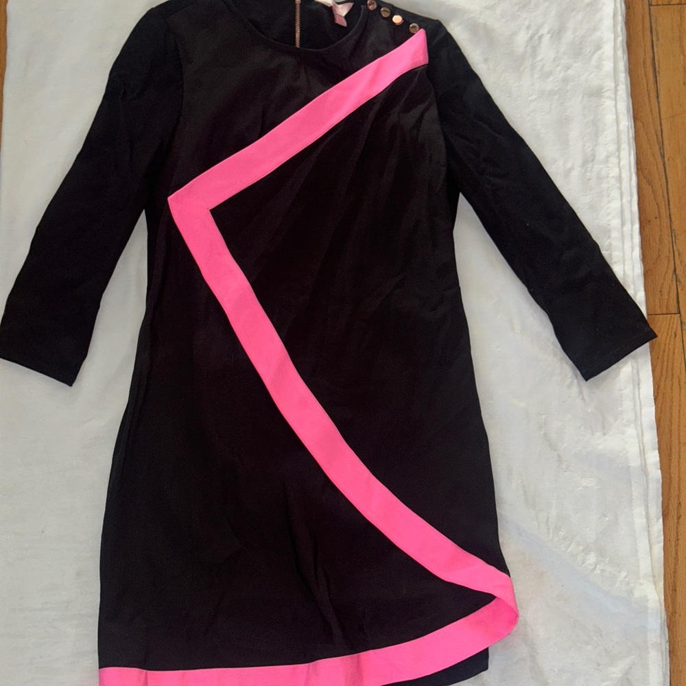 Elegant Black Dress with Pink Accents